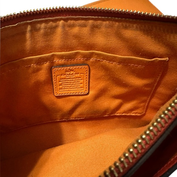 COACH East West Pop Up Pouch Crossbody Red Orange Pink - Picture 6 of 14